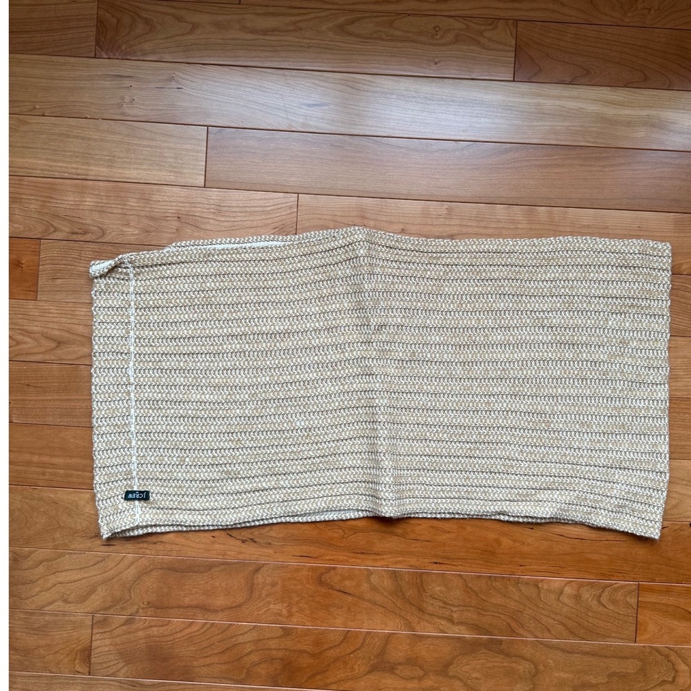 J. Crew Womens Tan Cream Striped Chunky Knit Infinity Scarf Loop Scarf One Size